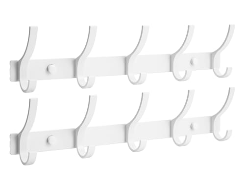 Optish 2er-Pack Garderobenständer: 10-Haken Wandgarderobe für den Eingangsbereich und Hutablage von Optish
