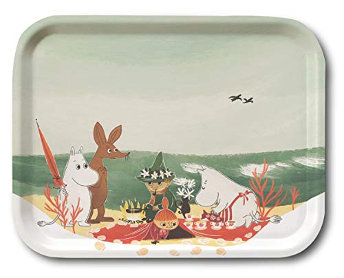 Mumin Birke Tablett Strand Picknick Bonnier 27 x 20 cm von Optodesign