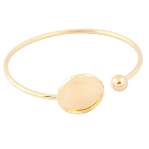 Optxzn 5 Stück Edelstahl vergoldet Fit 20mm Cabochon Armreif Lünette Fassung Tabletts DIY verstellbare Manschette Armbänder Basis Rohlinge von Optxzn