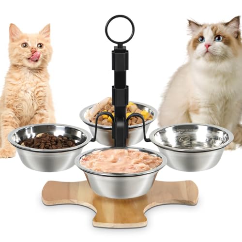 Optyuwah katzennapf erhöht Futternapf Katze - Futternäpfe Katzen 4er Set katzennäpfe,Höhenverstellbar Fressnapf Katze mit Ständer 5 Edelstahl Näpfe für Wasser Futter Katzen,kleine Hunde Optyuwah katzennapf erhöht Futternapf Katze - Futternäpfe Katzen 4er Set katzennäpfe,Höhenverstellbar Fressnapf Katze mit Ständer 5 Edelstahl Näpfe für Wasser Futter Katzen,kleine Hunde von Optyuwah
