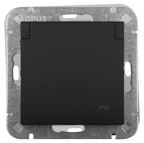 OPUS® 55 Schutzkontakt-Steckdose premium mit Klappdeckel IP 44 Farbe anthrazit-seidenglanz von Opus