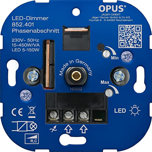 OPUS® Dreh-Dimmer für LED- und Energiesparlampen Ausführung Phasenabschnitt, Watt 15-450 VA/LED 5-150 W von Opus