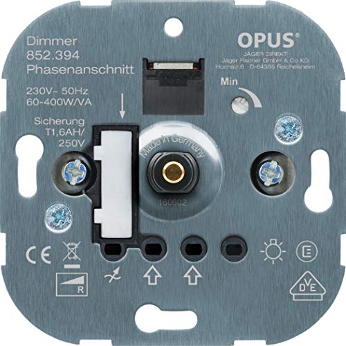 OPUS® Dreh-Glühlampen-Dimmer mit Steckklemmen Ausführung mit Druck-Wechselschalter, Metallwelle, Watt 60-800 W von Opus