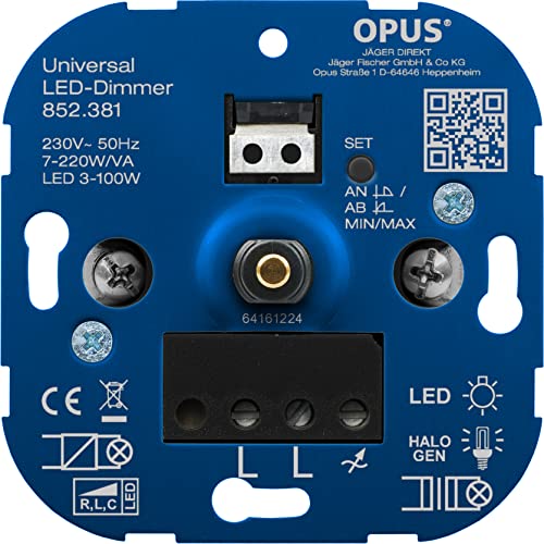 OPUS® Universal-Dimmer für LED-, Glüh- und Halogenlampen Ausführung Universal, Watt 7-220 VA/LED 3-100 W von Opus