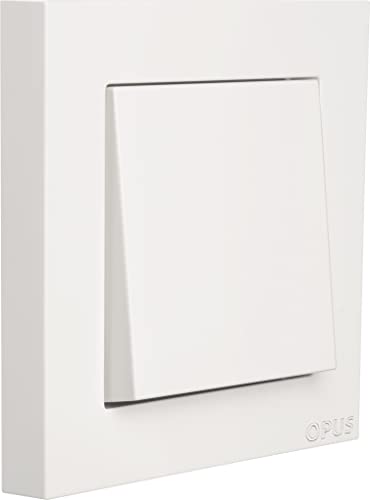 OPUS 55 KUBUS Abdeckrahmen 1-fach, polarweiß-seidenmatt – eckiges Design, PVC-frei, schlag- und bruchsicher, leicht zu reinigen, für senkrechte und waagerechte Montage von Opus