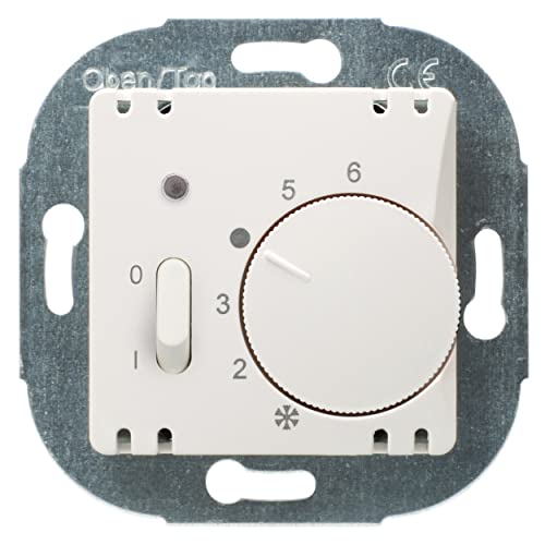 OPUS 560.941.02 Raumthermostat Öffner-Absenkg. mit Schalter u. Kontrolllampe Ko.Wippe trans.Vent,55pw, reinweiß von Opus