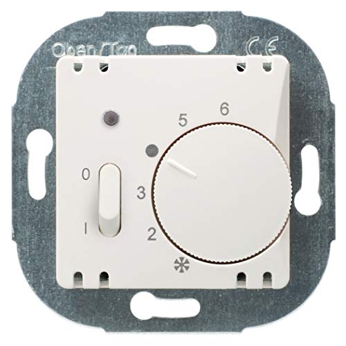 OPUS 560.941.27 Raumthermostat Öffner-Absenkg. mit Schalter u. Kontrolllampe El.Rollladensch.24-auto, pw mit Abdeckung 230V, max. 750VA, alpinweiß von Opus