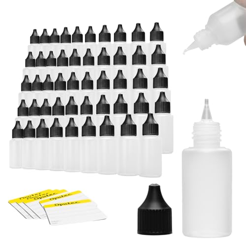 Oputec 50 x 30 ml Liquid-Flaschen mit Tröpfler | Spar-Paket | Lebensmittelecht | Weiche PE Kunststoff-Flaschen Set | Leere Liquid-Behälter, Plastik-Flaschen | inkl. 50 Beschriftungsetiketten von Oputec
