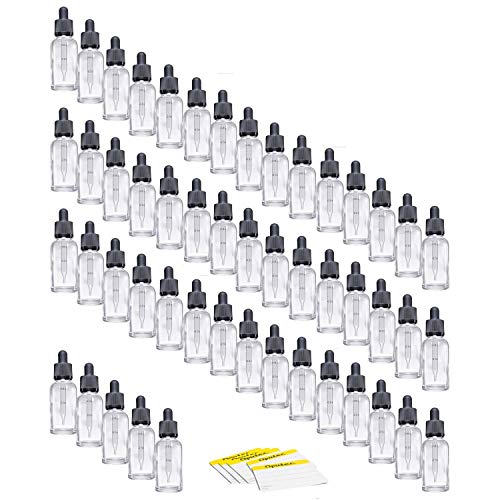 50 x 30 ml Pipetten-Flaschen mit Glaspipette und Skala - Spar-Paket - Abfüllflaschen Set f. Flüssigkeiten Tropfflaschen - inkl. 50 Beschriftungsetiketten von Oputec