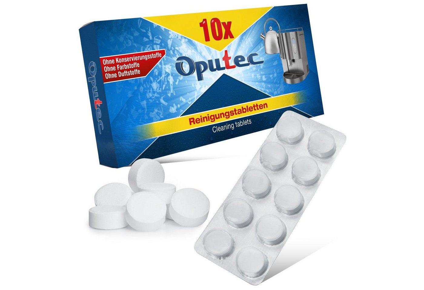 Oputec 100x Kaffee-Reinigungstabletten Kaffeefettlöser von Oputec