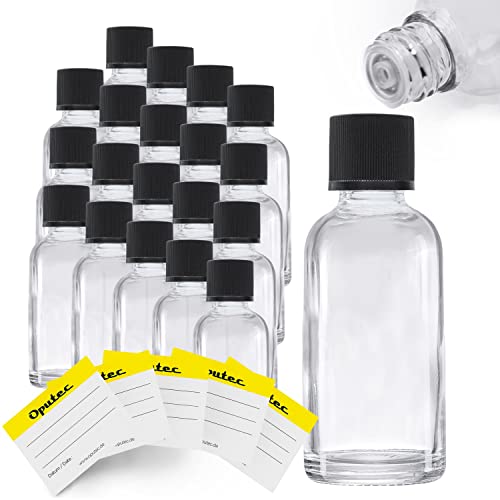 Oputec 20 x 30 ml Tropfflaschen aus Glas + 20 Beschriftungs-Etiketten - Apothekerflaschen mit Tröpfler - Kleine Glasflaschen mit Schraubverschluss von Oputec