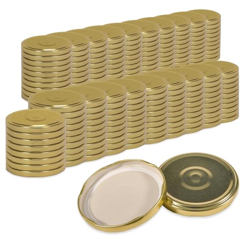 Oputec 200 x Schraubdeckel TO 82 Gold – Ersatzdeckel für Einmachgläser | Twist Off Deckel, luftdicht & lebensmittelecht | Einmachdeckel für Marmelade, Einkochen & Vorrat | Made in EU von Oputec