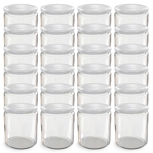 Oputec 24 x 405 ml Einmachgläser mit TO 82 Schraubdeckel Weiß – Perfekt für Marmeladen, Konfitüren und mehr, große Gläser mit Deckel, ideal als Marmeladengläser und Schraubgläser von Oputec