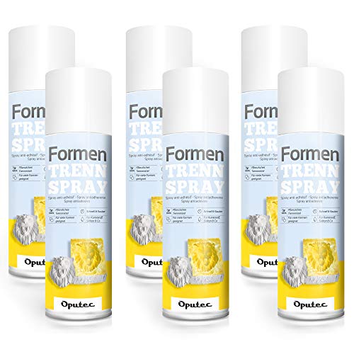 Oputec 6 x 500ml 500ml Formentrennspray für kreative Anwendungen: Formen-Trennmittel mit Anti-Haft-Wirkung für Kunststoffformen, Silikonformen, Kreativbeton - Made in Germany von Oputec