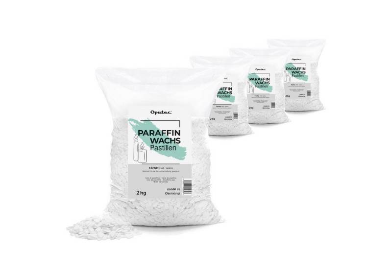 Oputec Bastelnaturmaterial 8 KG Paraffinwachs Pastillen – Weißes Kerzenwachs zum Kerzen gießen, (XXL-Set) von Oputec