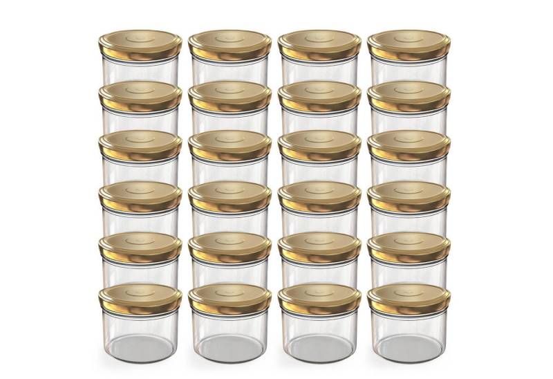 Oputec Einmachglas 24x 230 ml Einmachgläser Schraubdeckel TO 82 Gold Marmeladengläser, Glas / Metall von Oputec