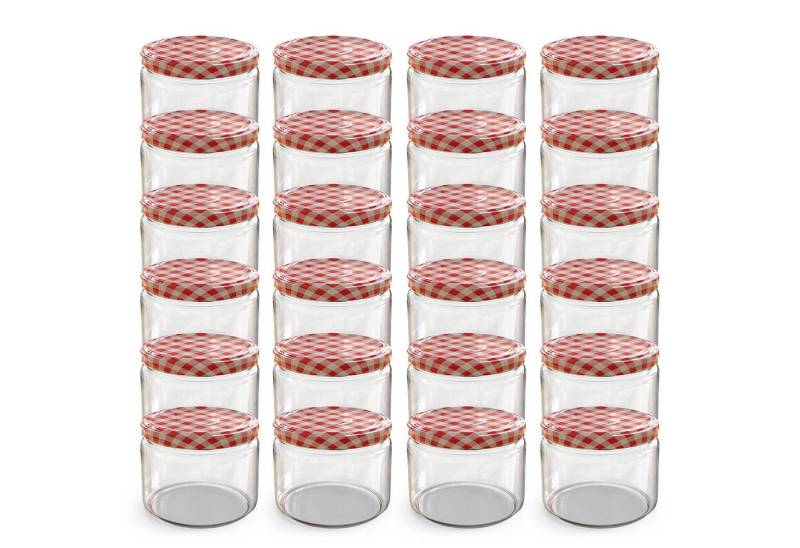 Oputec Einmachglas 24x 282 ml Einmachgläser mit Schraubdeckel TO 82 rot Marmeladengläser, Glas / Metall von Oputec