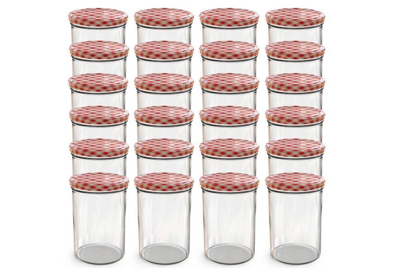 Oputec Einmachglas 24x 440 ml Einmachgläser mit Schraubdeckel TO 82 rot Marmeladengläser, Glas / Metall von Oputec