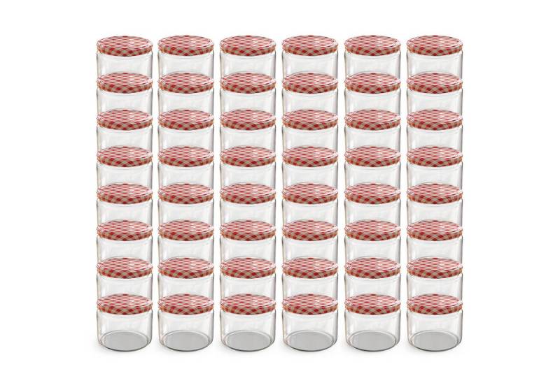 Oputec Einmachglas 48x 282 ml Einmachgläser mit Schraubdeckel TO 82 rot Marmeladengläser, Glas / Metall von Oputec