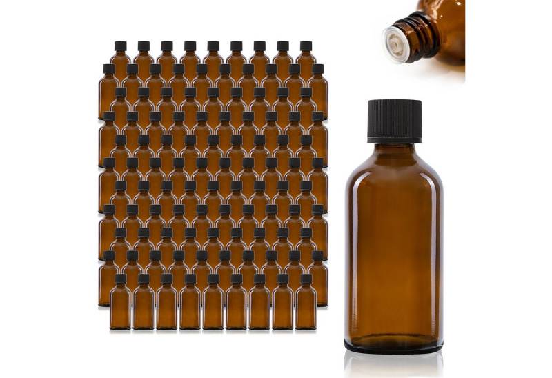 Oputec Kanister 105 x 50ml Tropfflaschen aus Glas Apothekerflaschen Braun mit Tröpfler (Spar-Set) von Oputec