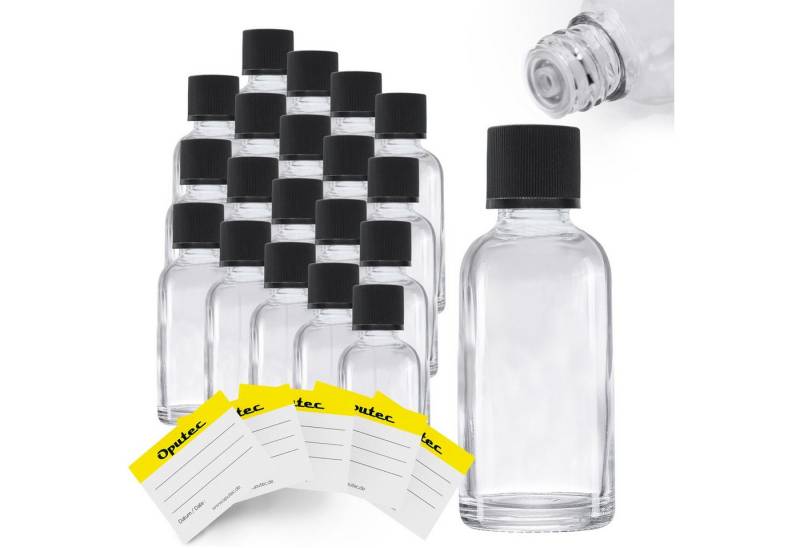 Oputec Kanister 20 x 30ml Tropfflaschen Glas Apothekerflaschen mit Tröpfler +Etiketten (Spar-Set) von Oputec