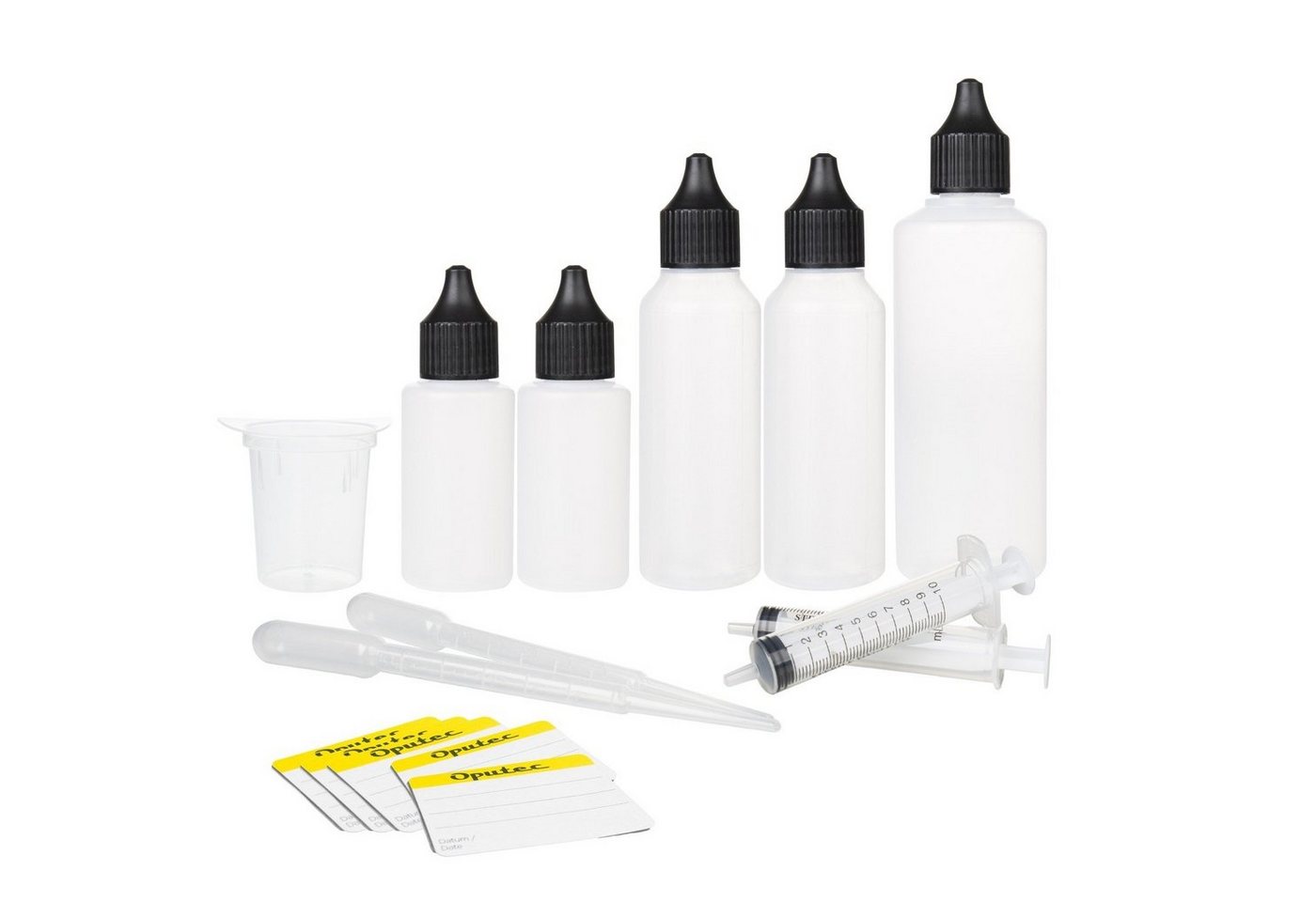 Oputec Kanister Mischer Set 20 TLG.: 30ml, 50ml, 100ml, Messbecher, Spritze, Pipette (Spar-Set) von Oputec