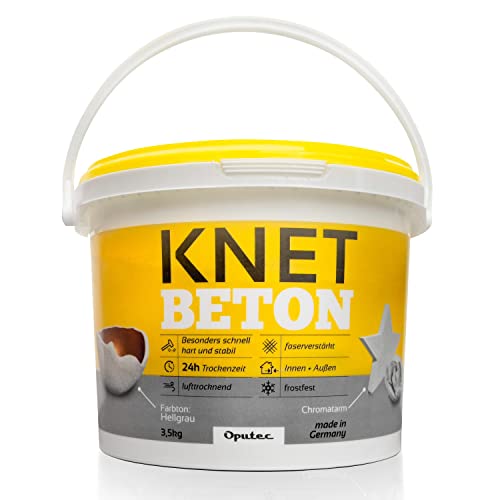 Oputec Knetbeton 14kg - Kreativbeton zum Kneten für Deko, kreative Windlichter, Sterne - wetterfest & frostfest - Bastelbeton Knete/Modelliermasse zum Basteln von Oputec