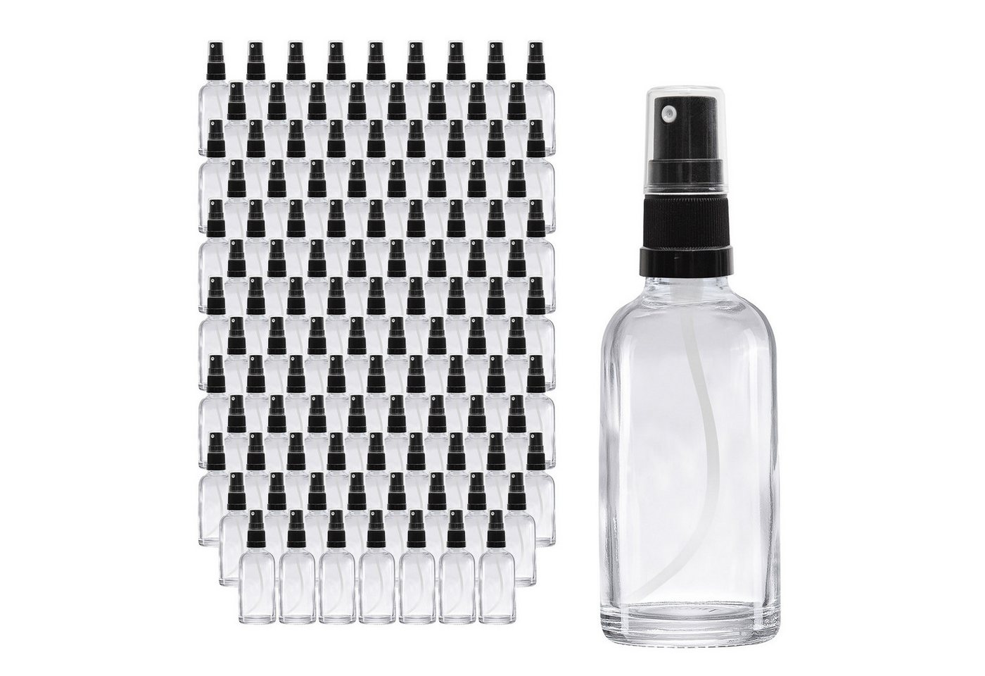 Oputec Sprühflasche 143 x 30ml Sprühflasche, Klarglas, schwarzer Zerstäuber, (Spar-Set) von Oputec