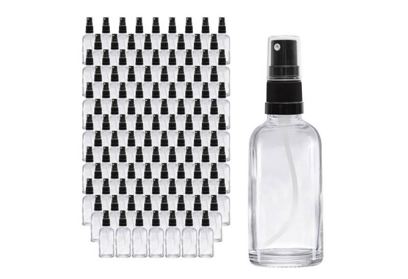 Oputec Sprühflasche 143 x 30ml Sprühflasche, Klarglas, schwarzer Zerstäuber, (Spar-Set) von Oputec