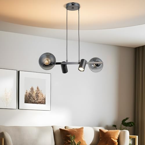 Antique Lacquer Chandelier, Metal Body, Adjustable Height 30-110 cm, Ø14 Glass Cap, 2 x E27 & 2 x GU10 Sockets, Elegant Lighting for Home Decor Antique Lacquer Chandelier, Metal Body, Adjustable Height 30-110 cm, Ø14 Glass Cap, 2 x E27 & 2 x GU10 Sockets, Elegant Lighting for Home Decor von Opviq