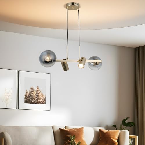 Antique Lacquer Chandelier, Metal Body, Adjustable Height 30-110 cm, Ø14 Glass Cap, 2 x E27 & 2 x GU10 Sockets, Elegant Lighting for Home Decor Antique Lacquer Chandelier, Metal Body, Adjustable Height 30-110 cm, Ø14 Glass Cap, 2 x E27 & 2 x GU10 Sockets, Elegant Lighting for Home Decor von Opviq