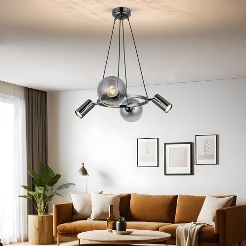 Antique Lacquer Chandelier, Metal Body, Adjustable Height 30-110 cm, Ø14 Glass Cap, 2x E27 & 2x GU10 Sockets, Elegant Lighting for Home Decor Antique Lacquer Chandelier, Metal Body, Adjustable Height 30-110 cm, Ø14 Glass Cap, 2x E27 & 2x GU10 Sockets, Elegant Lighting for Home Decor von Opviq