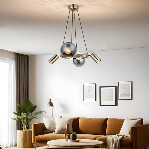Antique Lacquer Chandelier, Metal Body, Adjustable Height 30-110 cm, Ø14 Glass Cap, 2x E27 & 2x GU10 Sockets, Elegant Lighting for Home Decor Antique Lacquer Chandelier, Metal Body, Adjustable Height 30-110 cm, Ø14 Glass Cap, 2x E27 & 2x GU10 Sockets, Elegant Lighting for Home Decor von Opviq