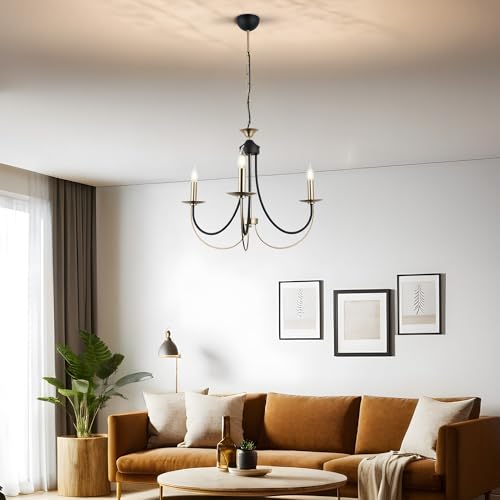 Antique Lacquer Chandelier, Metal Body, Adjustable Height 80-126.5 cm, 3 x E14 Max 40W, Base Plate 10x10x5 cm, Elegant Lighting for Home Decor Antique Lacquer Chandelier, Metal Body, Adjustable Height 80-126.5 cm, 3 x E14 Max 40W, Base Plate 10x10x5 cm, Elegant Lighting for Home Decor von Opviq