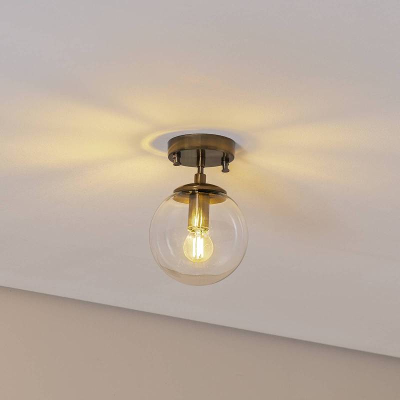 Deckenlampe Atmaca 10215, goldfarben antik, Glas klar Ø 15cm von Opviq