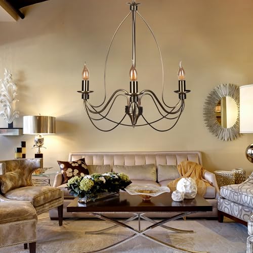 Elegant Adjustable Chandelier, Metal Body, 60 cm Diameter, 60-90 cm Height | E14 Socket, Max 40W | American Traditional Glam Design for Home Decor Elegant Adjustable Chandelier, Metal Body, 60 cm Diameter, 60-90 cm Height | E14 Socket, Max 40W | American Traditional Glam Design for Home Decor von Opviq
