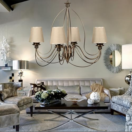 Elegant Adjustable Chandelier, Metal Body, 60 cm Diameter, 60-90 cm Height | E14 Socket, Max 40W | American Traditional Glam Design for Home Decor Elegant Adjustable Chandelier, Metal Body, 60 cm Diameter, 60-90 cm Height | E14 Socket, Max 40W | American Traditional Glam Design for Home Decor von Opviq