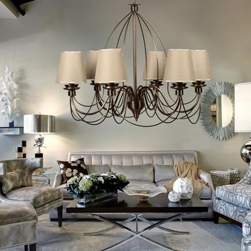 Elegant Adjustable Chandelier, Metal Body, 60 cm Diameter, 60-90 cm Height | E14 Socket, Max 40W | American Traditional Glam Design for Home Decor Elegant Adjustable Chandelier, Metal Body, 60 cm Diameter, 60-90 cm Height | E14 Socket, Max 40W | American Traditional Glam Design for Home Decor von Opviq