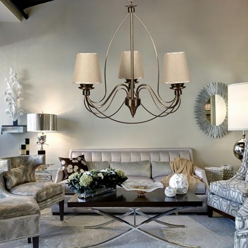 Elegant Adjustable Chandelier, Metal Body, 60 cm Diameter, 60-90 cm Height | E14 Socket, Max 40W | American Traditional Glam Design for Home Decor Elegant Adjustable Chandelier, Metal Body, 60 cm Diameter, 60-90 cm Height | E14 Socket, Max 40W | American Traditional Glam Design for Home Decor von Opviq