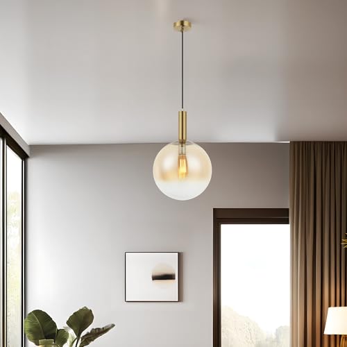 Elegant Antique Lacquer Chandelier, Metal Body, Ø30 cm Glass Cap, Adjustable Height 80-170 cm, E27 Socket, Stylish Lighting for Home Decor von Opviq