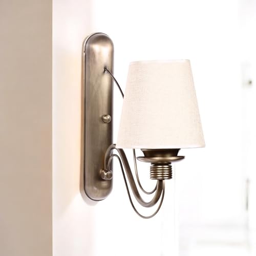 Elegant Beige Wall Lamp, Metal Body & Fabric Cap, 30 cm Height, 1 x 3.15W LED, Battery Operated, IP20, On/Off Switch | Perfect for Modern Decor Elegant Beige Wall Lamp, Metal Body & Fabric Cap, 30 cm Height, 1 x 3.15W LED, Battery Operated, IP20, On/Off Switch | Perfect for Modern Decor von Opviq