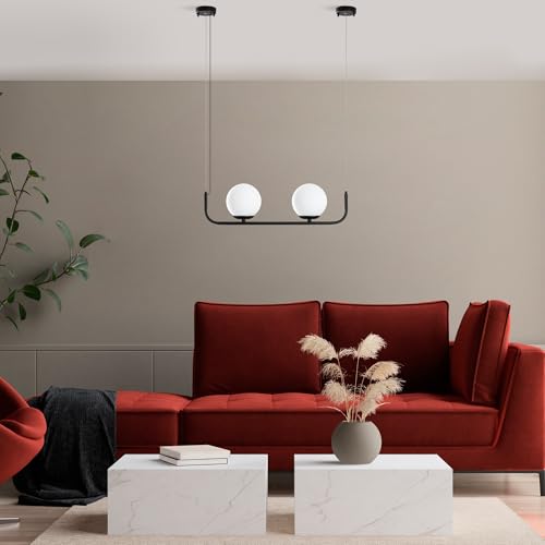 Elegant Black Chandelier, Adjustable Height 20-110 cm, Metal Body, 2 x E14 Socket, 15 cm Cap Diameter, Perfect for Modern Home Decor | IP20 Rated Elegant Black Chandelier, Adjustable Height 20-110 cm, Metal Body, 2 x E14 Socket, 15 cm Cap Diameter, Perfect for Modern Home Decor | IP20 Rated von Opviq