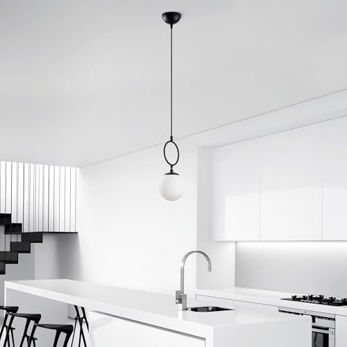 Elegant Black Chandelier, Metal Body, 15 cm Width, Adjustable Height (41-127 cm), 3 x E14 Socket, Perfect for Modern Home Décor & Lighting von Opviq