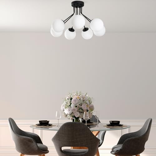 Elegant Black Chandelier, Metal Body, 65 cm Diameter, 40 cm Height | 7 x E14 Max 40W Sockets | Stylish Lighting for Modern Home Décor Elegant Black Chandelier, Metal Body, 65 cm Diameter, 40 cm Height | 7 x E14 Max 40W Sockets | Stylish Lighting for Modern Home Décor von Opviq