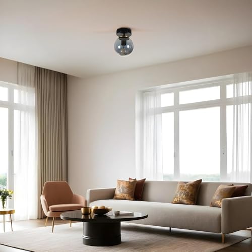 Elegant Black & Fume Chandelier, Metal Body, 15 cm Diameter, 20 cm Height, E27 Socket Max 40W, IP20 | Perfect for Modern Home Décor Elegant Black & Fume Chandelier, Metal Body, 15 cm Diameter, 20 cm Height, E27 Socket Max 40W, IP20 | Perfect for Modern Home Décor von Opviq