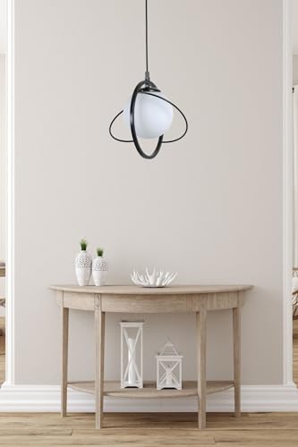 Elegant Black & White Chandelier, 25 cm Diameter, Adjustable Height 70 cm, Metal Body, E27 Max 40W, IP20 | Perfect for Modern Home Décor Elegant Black & White Chandelier, 25 cm Diameter, Adjustable Height 70 cm, Metal Body, E27 Max 40W, IP20 | Perfect for Modern Home Décor von Opviq