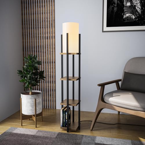 Elegant Floor Lamp with Metal Body, Black & Gold, 130 cm Height | E27 Socket, 40W Max, IP20 | Stylish Lighting for Modern Home & Office Spaces von Opviq
