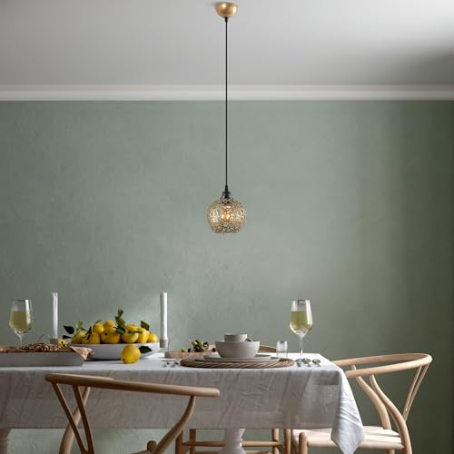 Elegant Gold Chandelier, Adjustable Height 35-115 cm, Metal Body, Ø17 cm, E27 Socket (Max 40W), Stylish Lighting for Modern Homes, IP20 Rated von Opviq