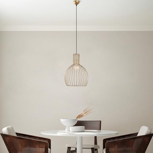 Elegant Gold Chandelier, Metal Body, Ø38 cm, Adjustable Height 66-146 cm, E27 Socket, 40W Max, Stylish Lighting for Modern Homes, IP20 Rated von Opviq