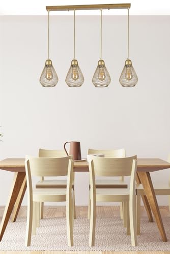 Elegant Gold Chandelier, Metal Body with Antique Coating, Adjustable Height 70 cm, E27 Socket Max 40W, Perfect for Modern Home Décor & Lighting Elegant Gold Chandelier, Metal Body with Antique Coating, Adjustable Height 70 cm, E27 Socket Max 40W, Perfect for Modern Home Décor & Lighting von Opviq
